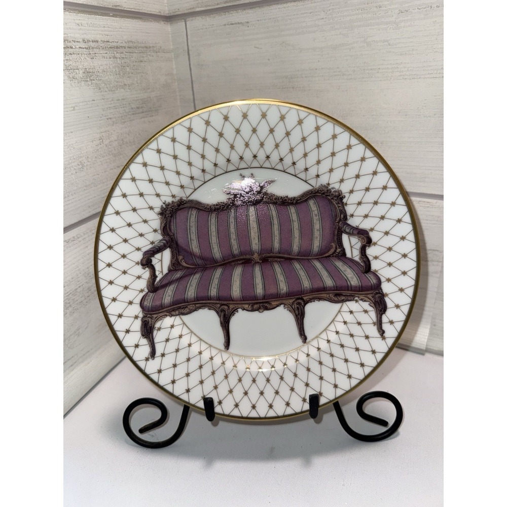 FITZ & FLOYD "Divans" Striped  Victorian ‎ Couch Salad Plate Decor